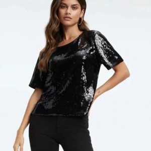 GOOD AMERICAN Sequin Blouse sz 5 (2x)